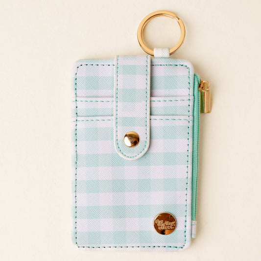 KEYCHAIN WALLET- GINGHAM GREEN