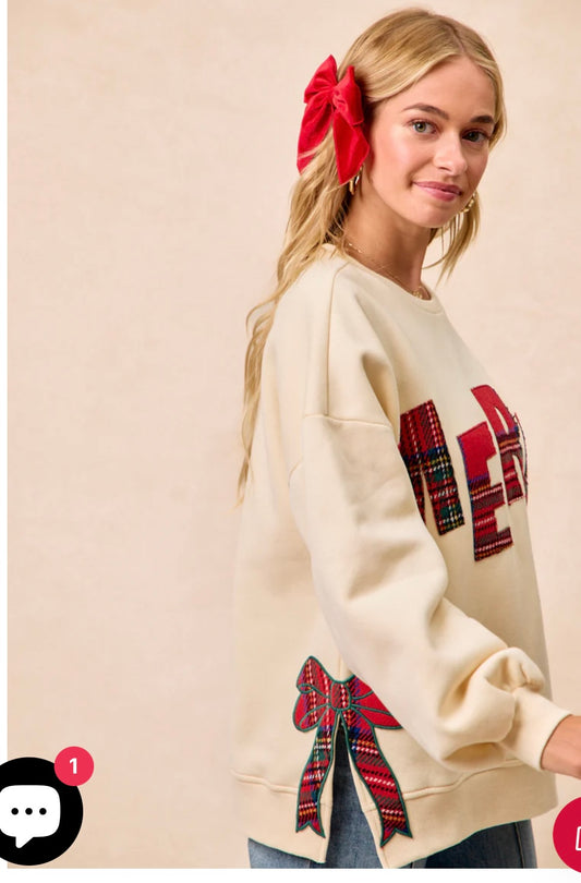 MERRY PLAID SWEATSHIRT